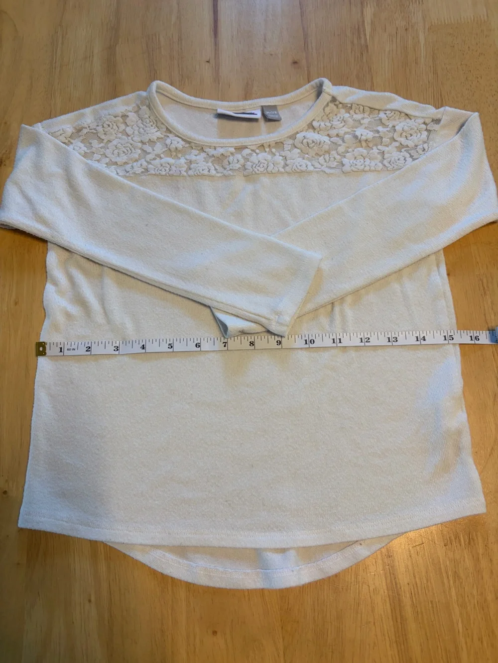 The Children's Place Cream Lace Yoke Long Sleeve Top